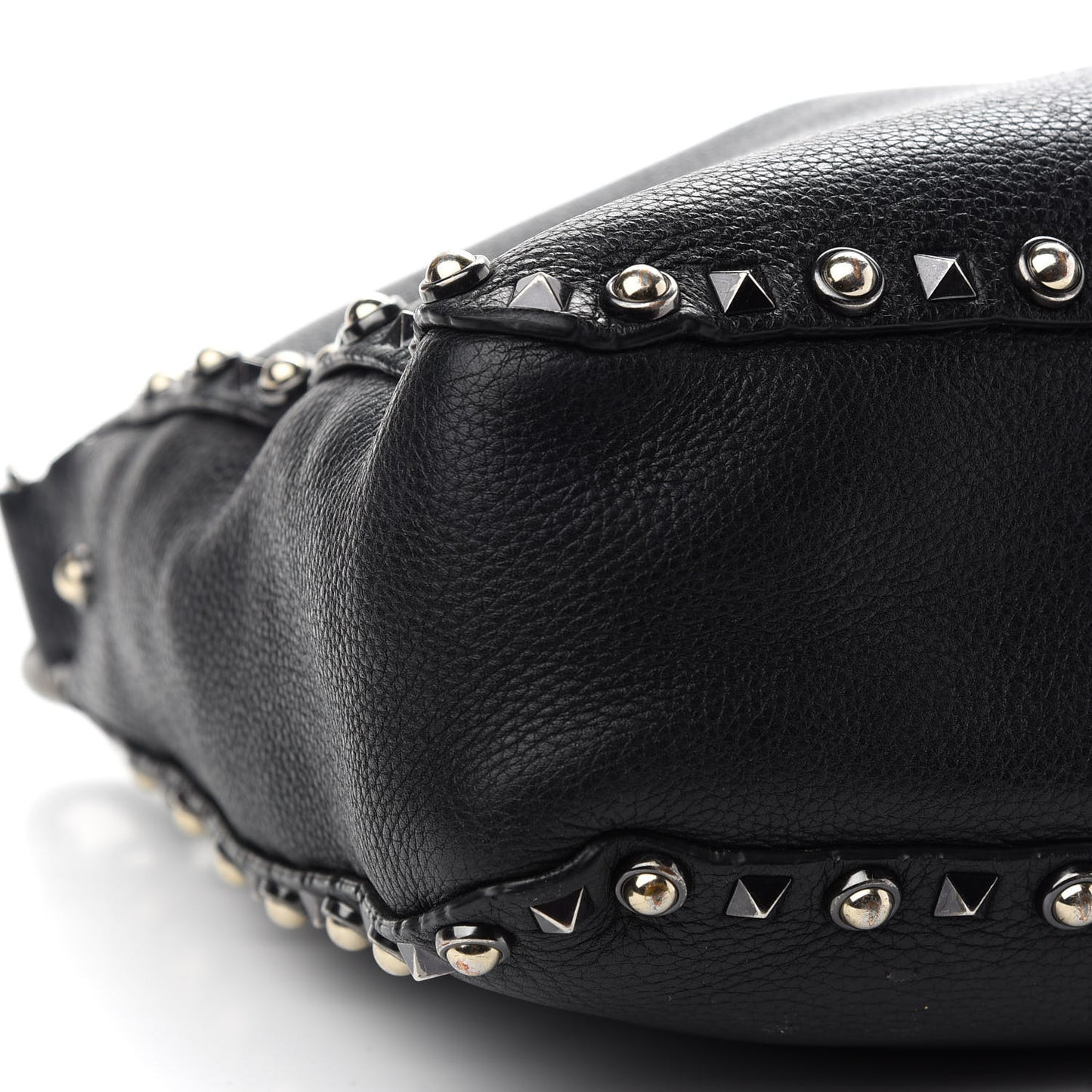 Pebbled Calfskin Butterfly Small Guitar Strap Rockstud Rolling Flip-Lock Messenger Bag Black