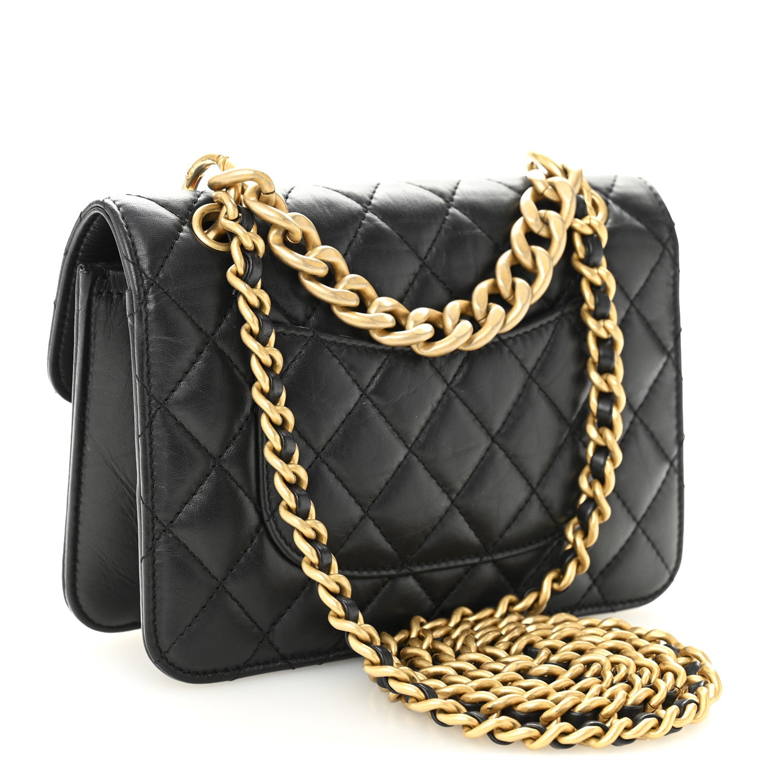 Chanel Aged Calfskin Quilted Double You Mini Flap Black 3 of 10
