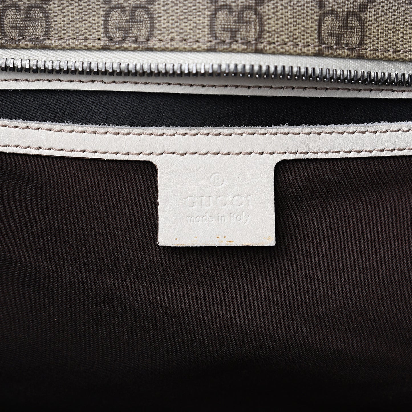 GG Supreme Monogram Large Zippered Shopping Tote Off White