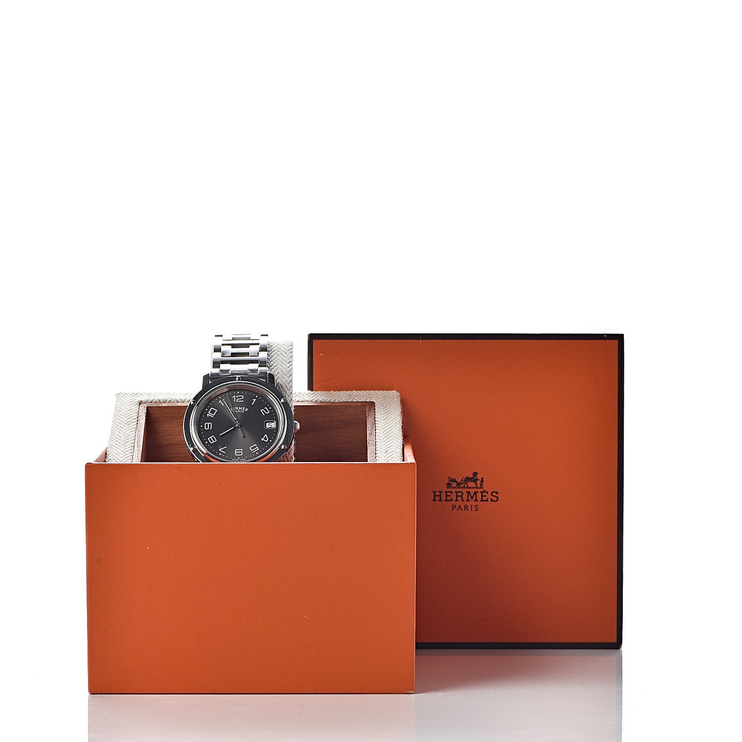 Hermes Stainless Steel 36mm Clipper Quartz Watch Grey 11 of 11