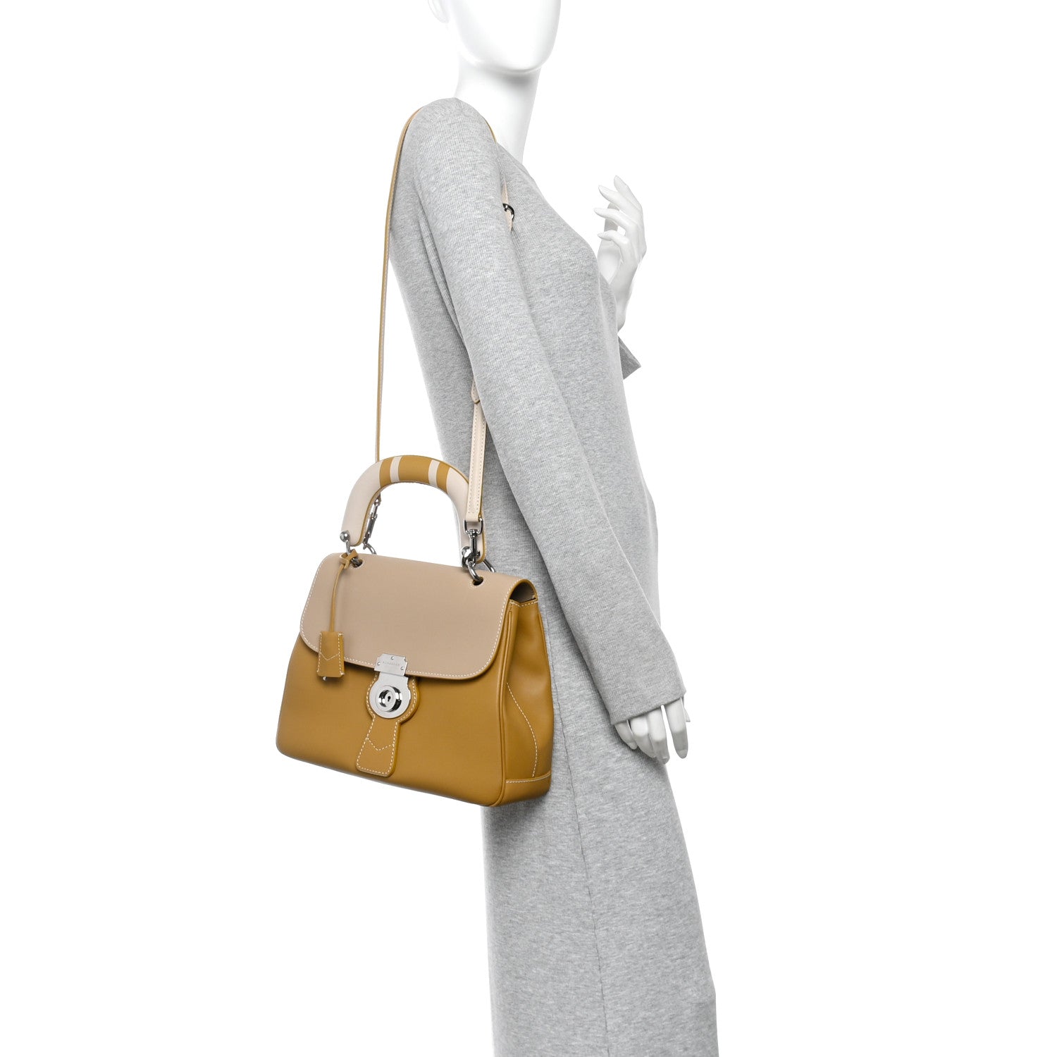 Burberry Trench Calfskin Medium DK88 Top Handle Bag Honey Ochre Yellow 2 of 10