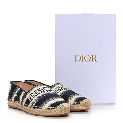 Christian Dior Cotton D-Stripes Embroidered Granville 15mm Espadrilles 40 Deep Blue 10 of 10