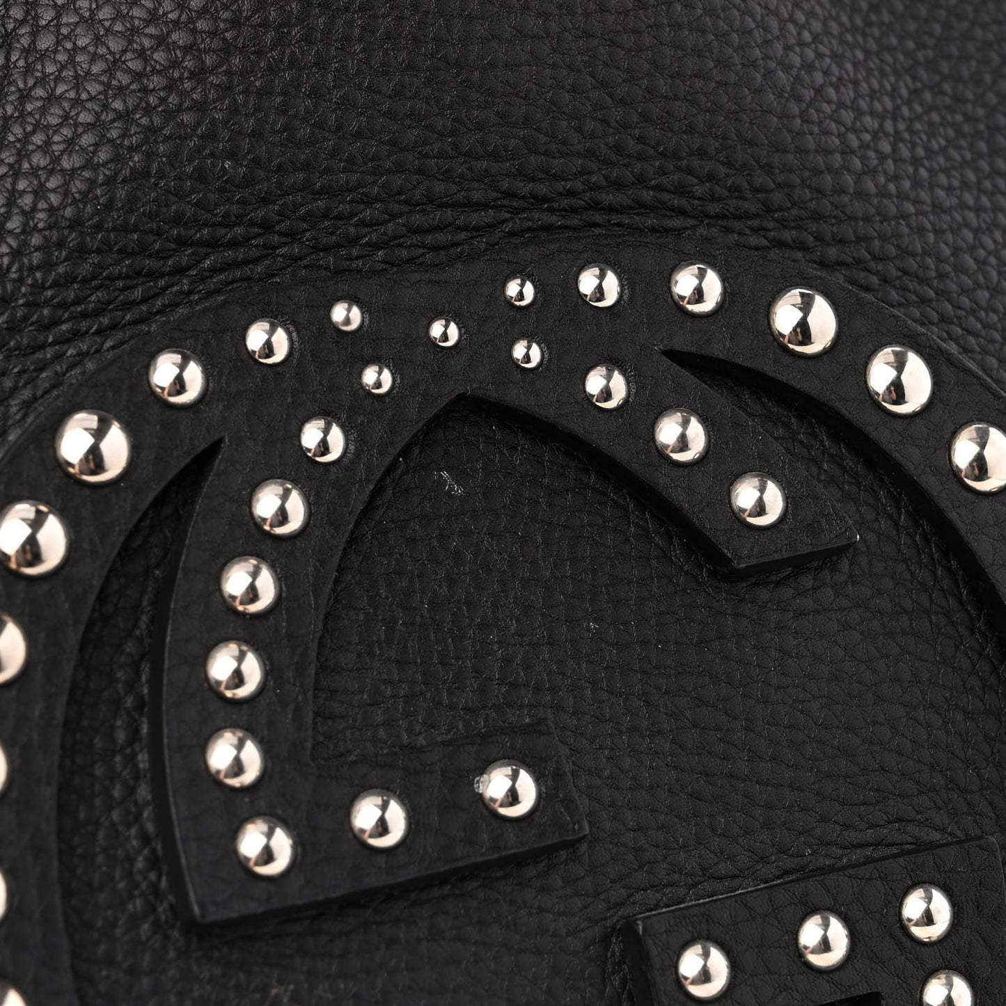 Pebbled Calfskin Studded Medium Soho Chain Shoulder Bag Black