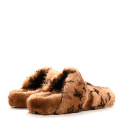 Louis Vuitton Mink Fur Bom Dia Slippers 36.5 Cognac 4 of 8