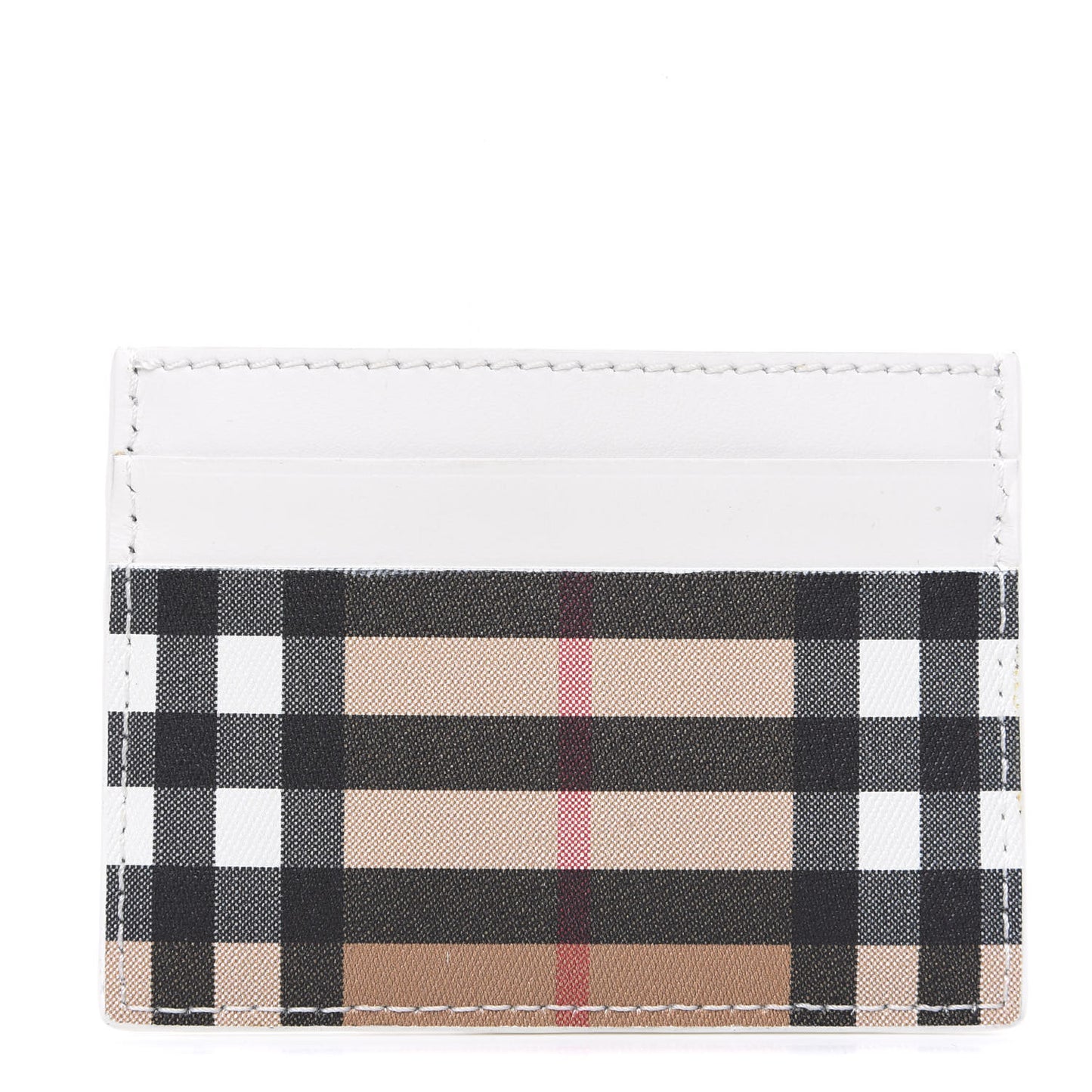 Vintage Check Calfskin Sandon Card Case White