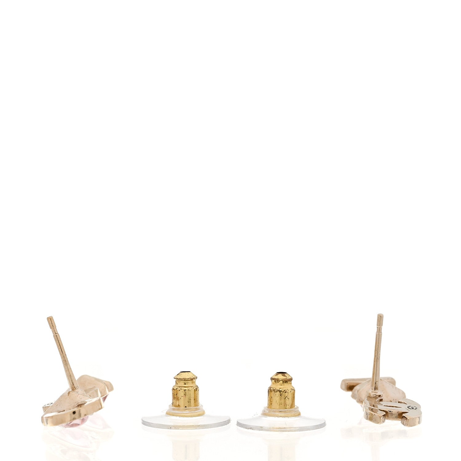 Chanel Metal Strass I Love Coco Heart Earrings Gold Pink 4 of 5