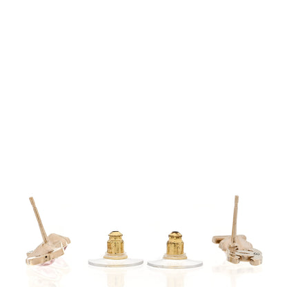 Chanel Metal Strass I Love Coco Heart Earrings Gold Pink 4 of 5