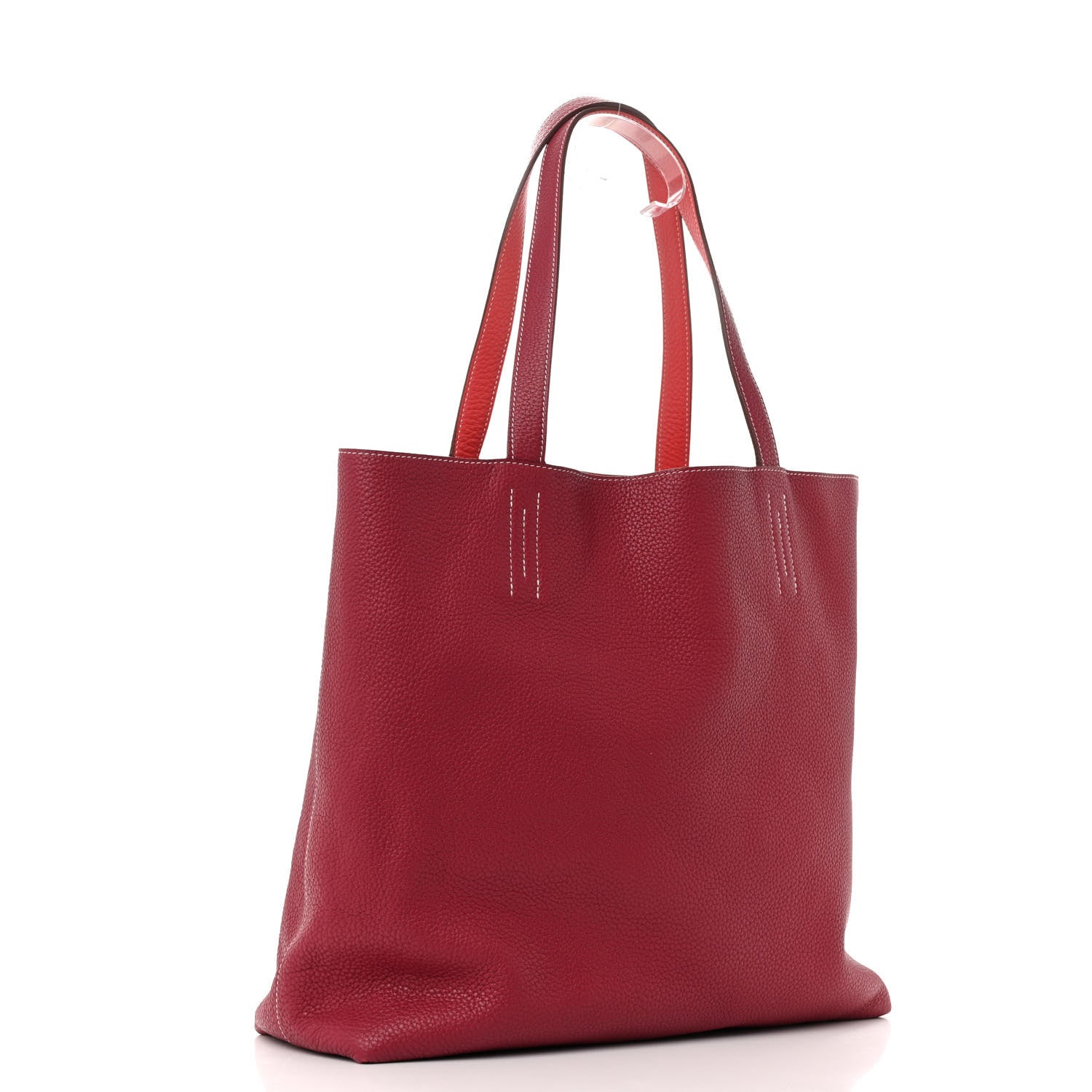 Hermes Taurillon Clemence Double Sens 36 Reversible Tote Rubis Bougainvillea 5 of 16