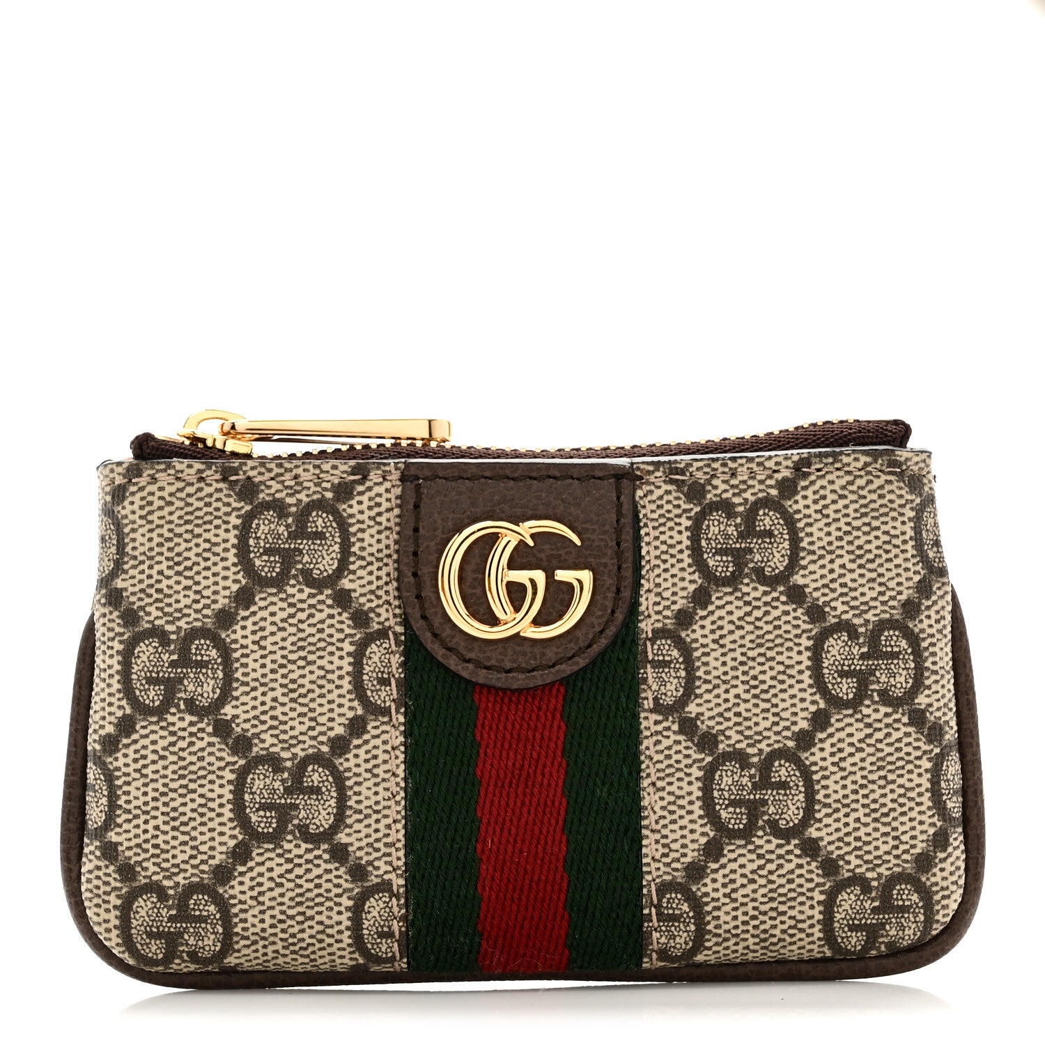 Gucci GG Supreme Monogram Web Ophidia Key Case Beige New Acero 1 of 7
