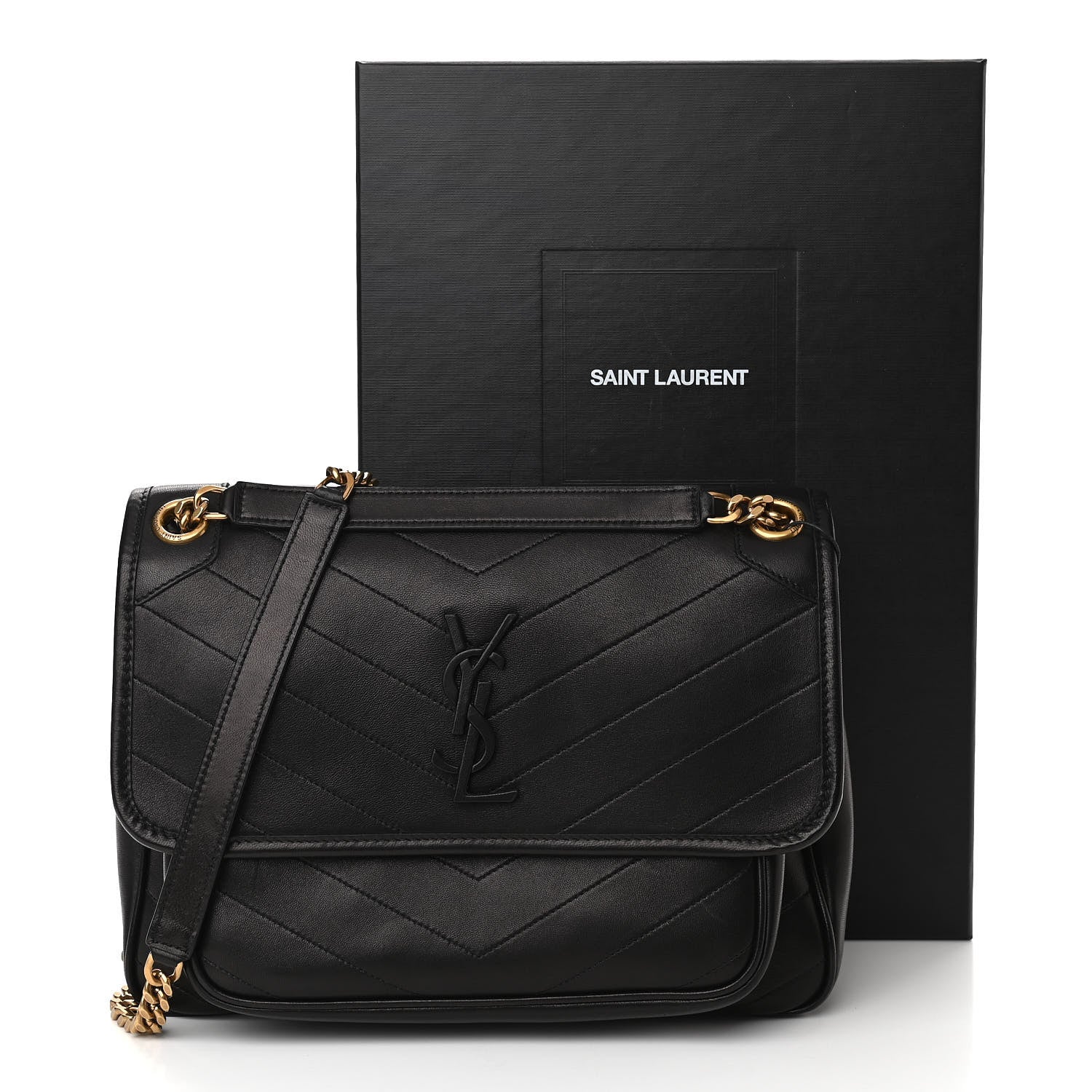 Saint Laurent Lambskin Matelasse Monogram Medium Niki Chain Satchel Black 10 of 10