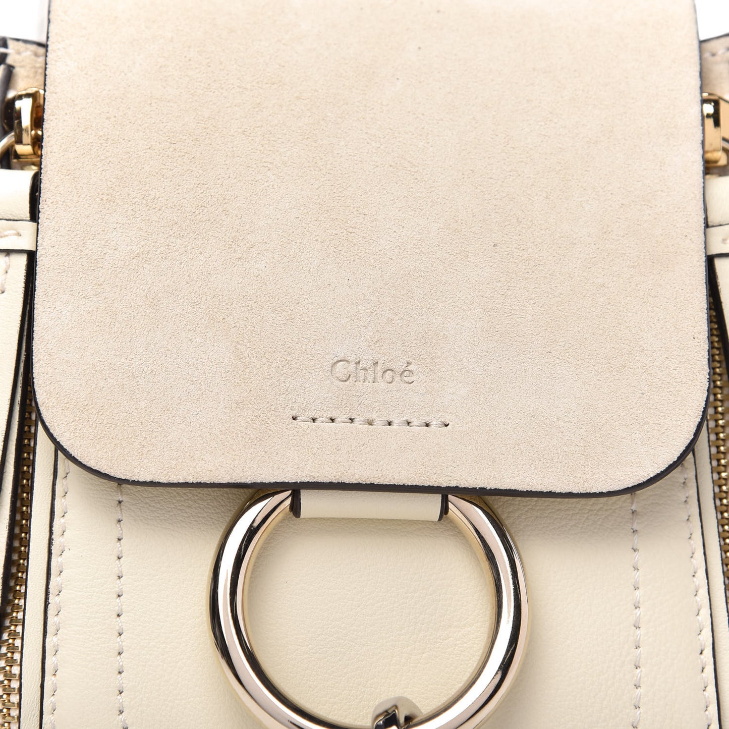Suede Calfskin Mini Faye Backpack Off White