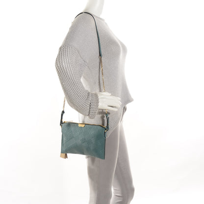 Burberry Signature Grain Calfskin Check Embossed Peyton Crossbody Clutch Bag Celadon Blue 2 of 8
