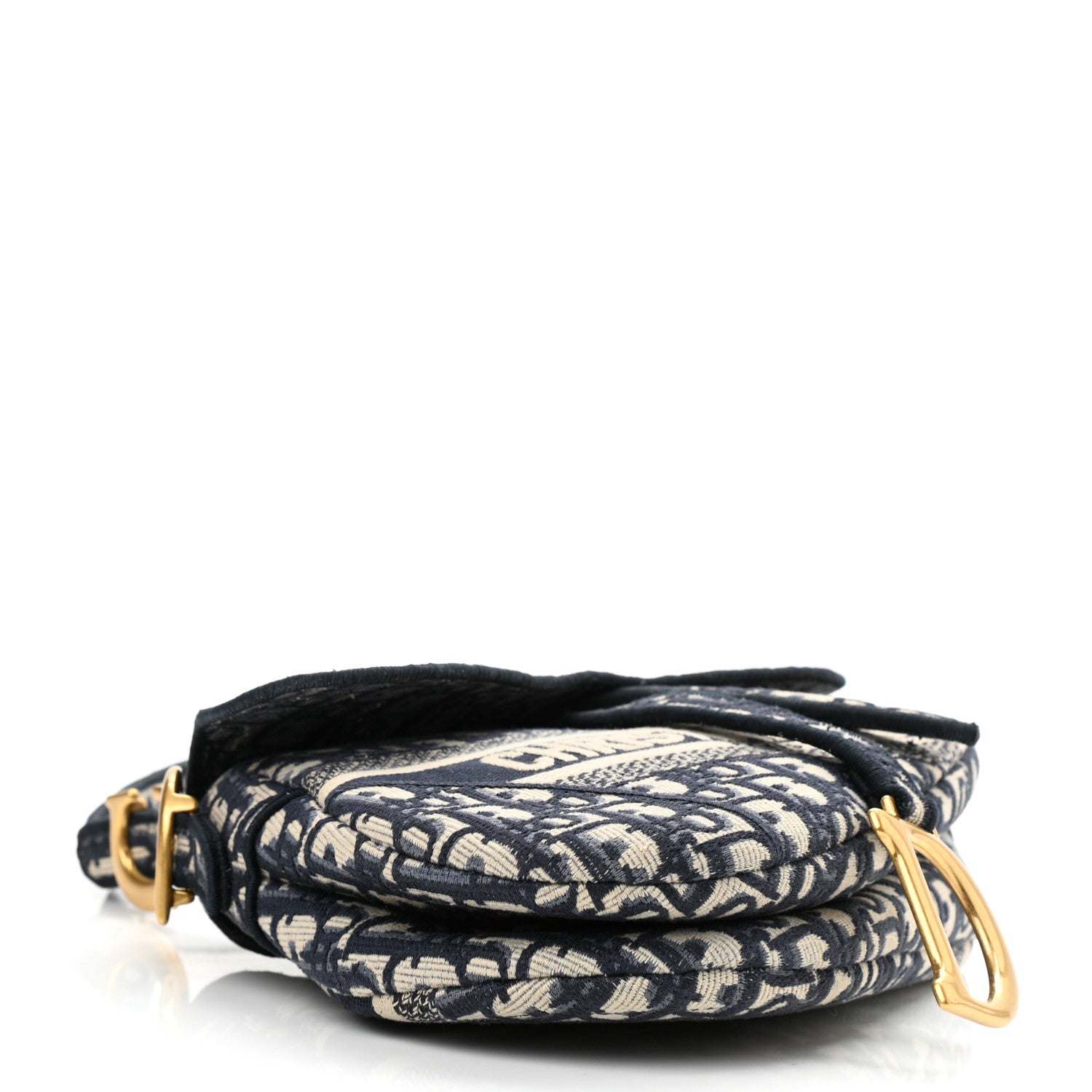 Christian Dior Oblique Embroidered Saddle Bag Blue 4 of 11