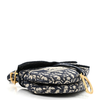 Christian Dior Oblique Embroidered Saddle Bag Blue 4 of 11