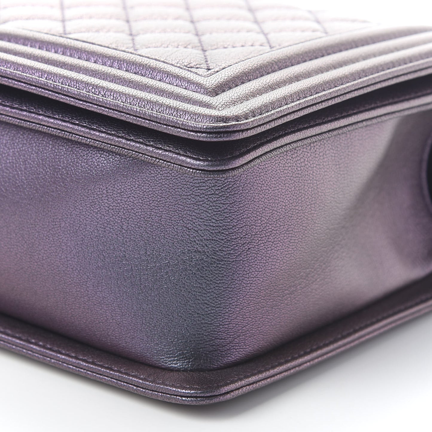 Iridescent Goatskin Quilted New Medium Boy Flap Purple