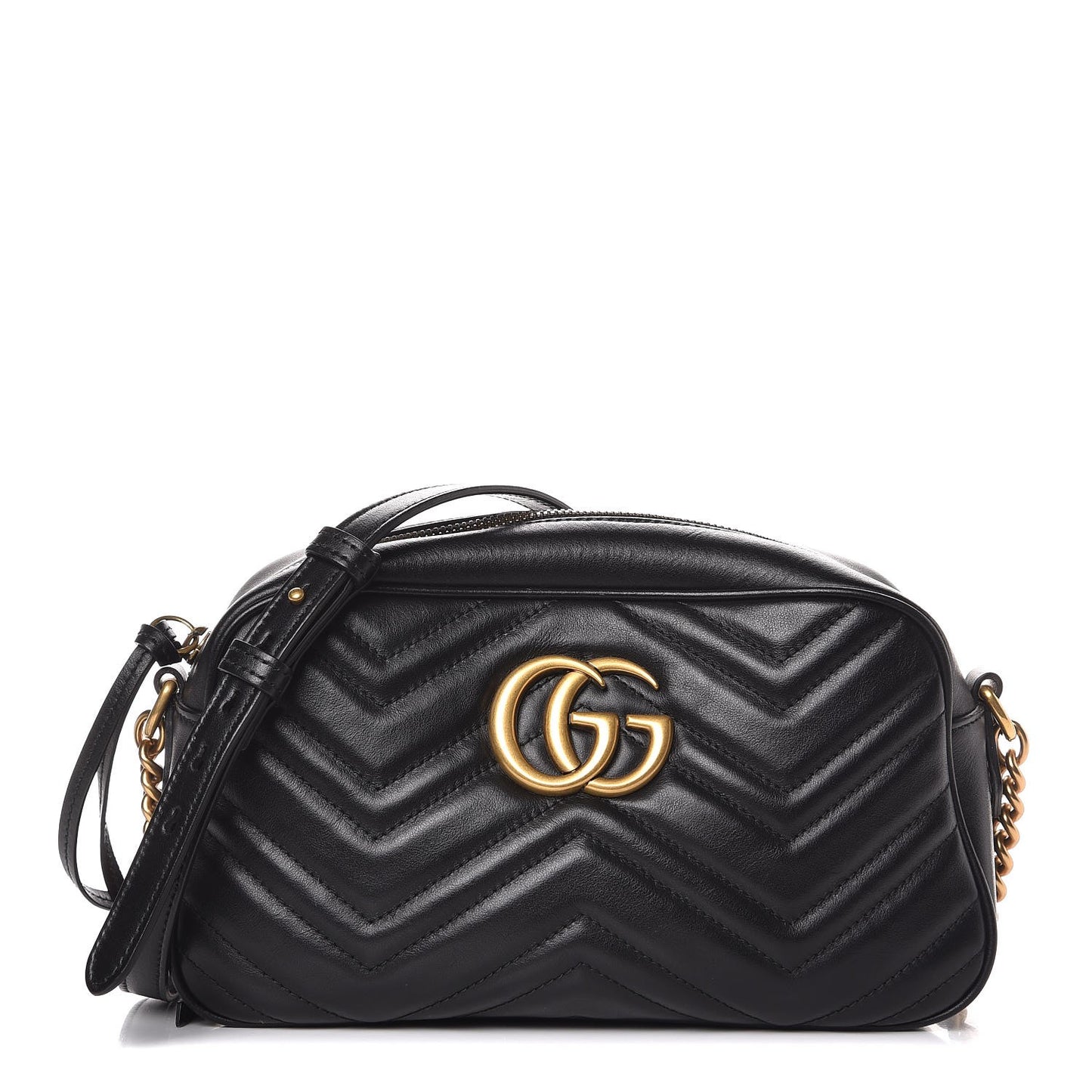 Calfskin Matelasse Small GG Marmont Chain Shoulder Bag Black