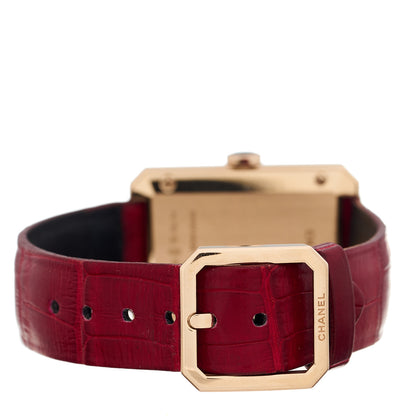 Chanel 18K Beige Gold Alligator 26.7mm Boy-Friend Quartz Watch Red 3 of 4