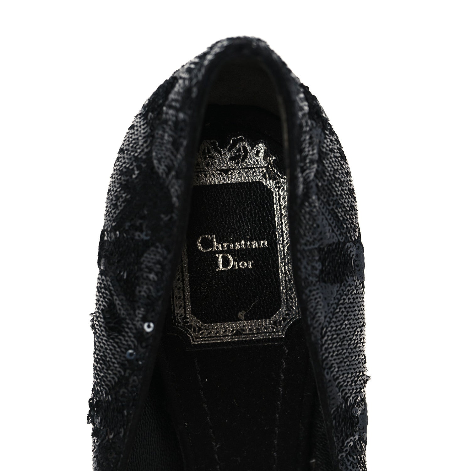 Christian Dior Sequin Pumps 36.5 Black Gold 9 of 10