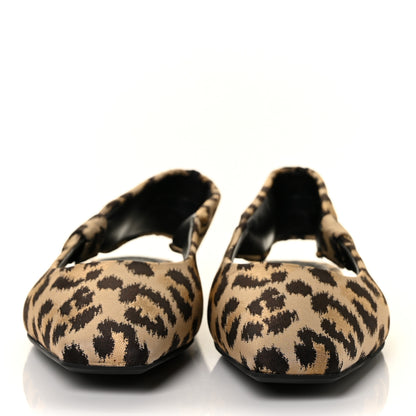 Christian Dior Nylon Leopard Print Mizza Slingback Flat 39 Beige Multicolor 2 of 9