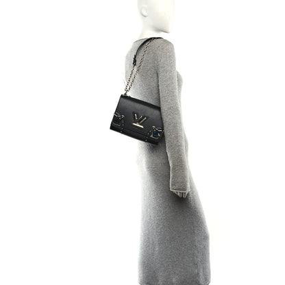 Louis Vuitton Epi Studded Mirror Twist Shoulder Bag MM Black 2 of 9