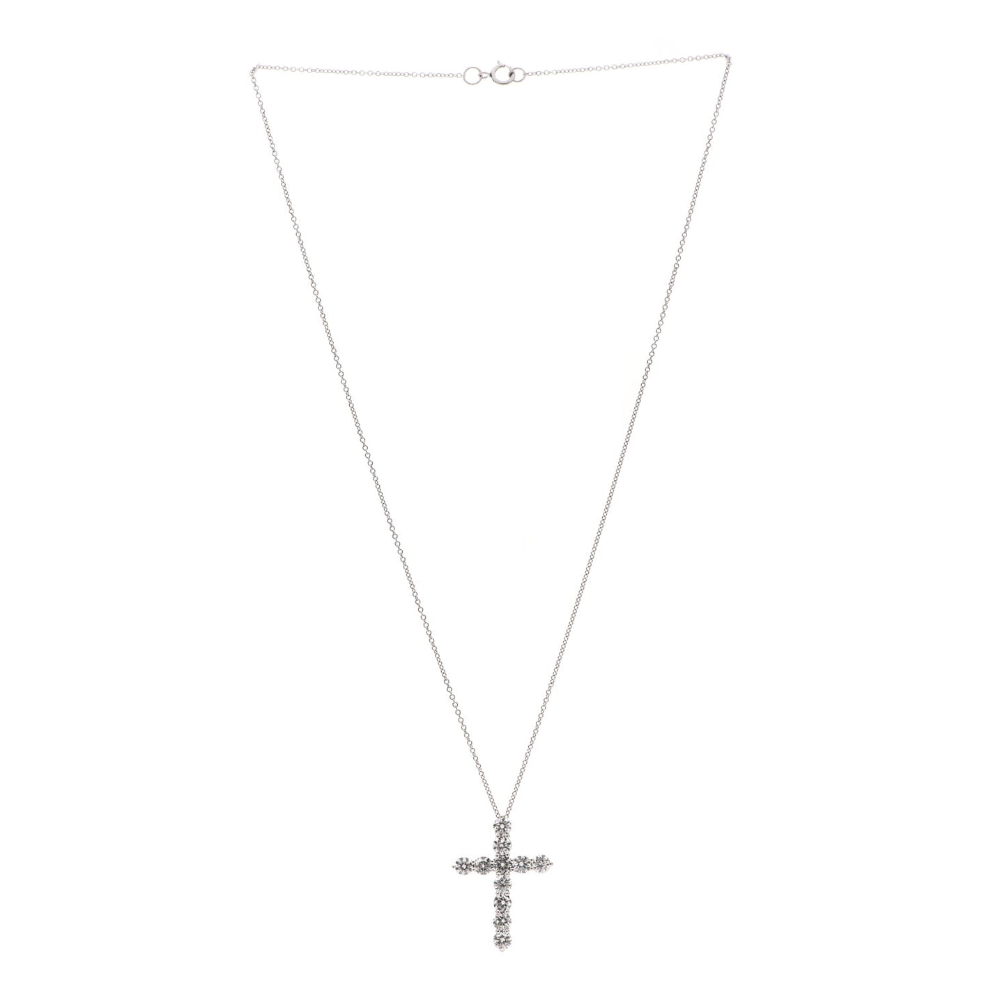 Platinum Diamond Large Cross Pendant Necklace