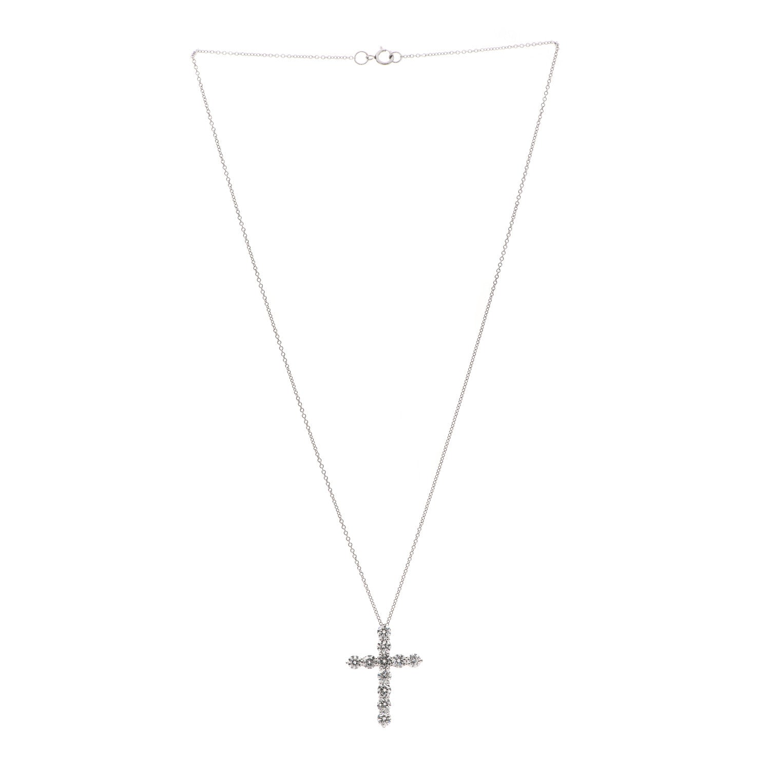 Tiffany Platinum Diamond Large Cross Pendant Necklace 3 of 4