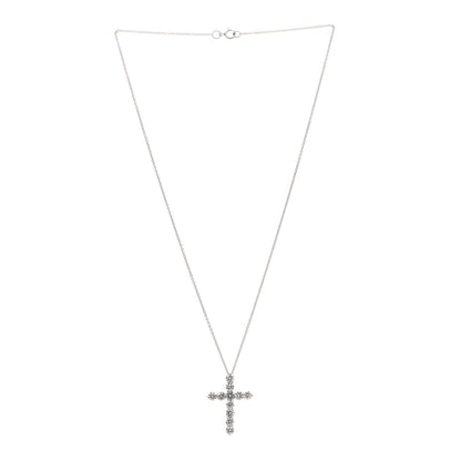 Tiffany Platinum Diamond Large Cross Pendant Necklace 3 of 4