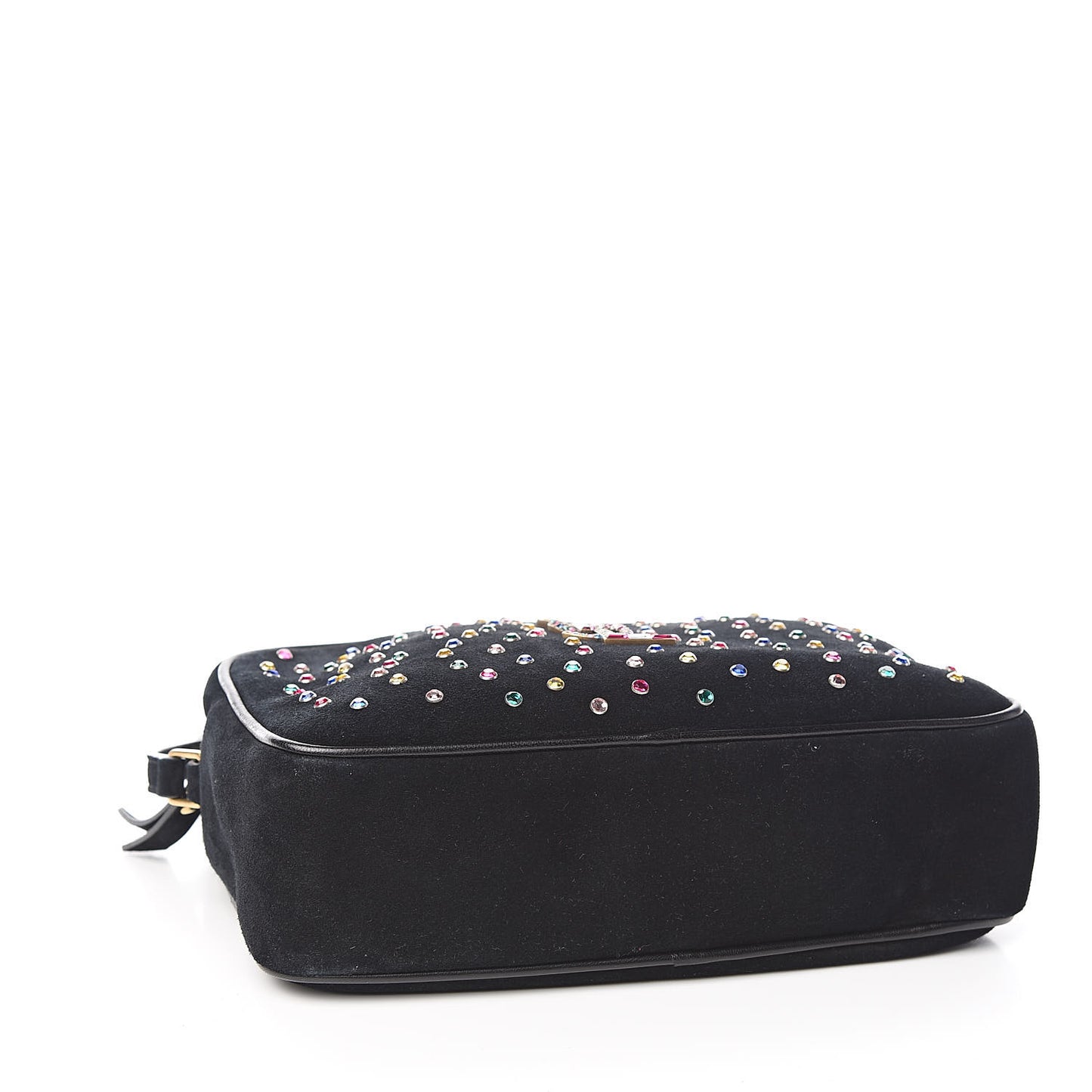 Suede Crystal Camera Bag Black