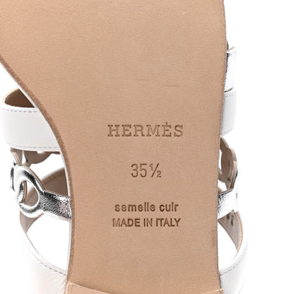Hermes Nappa Amalfi Sandals 35.5 White Gris Argente 9 of 10