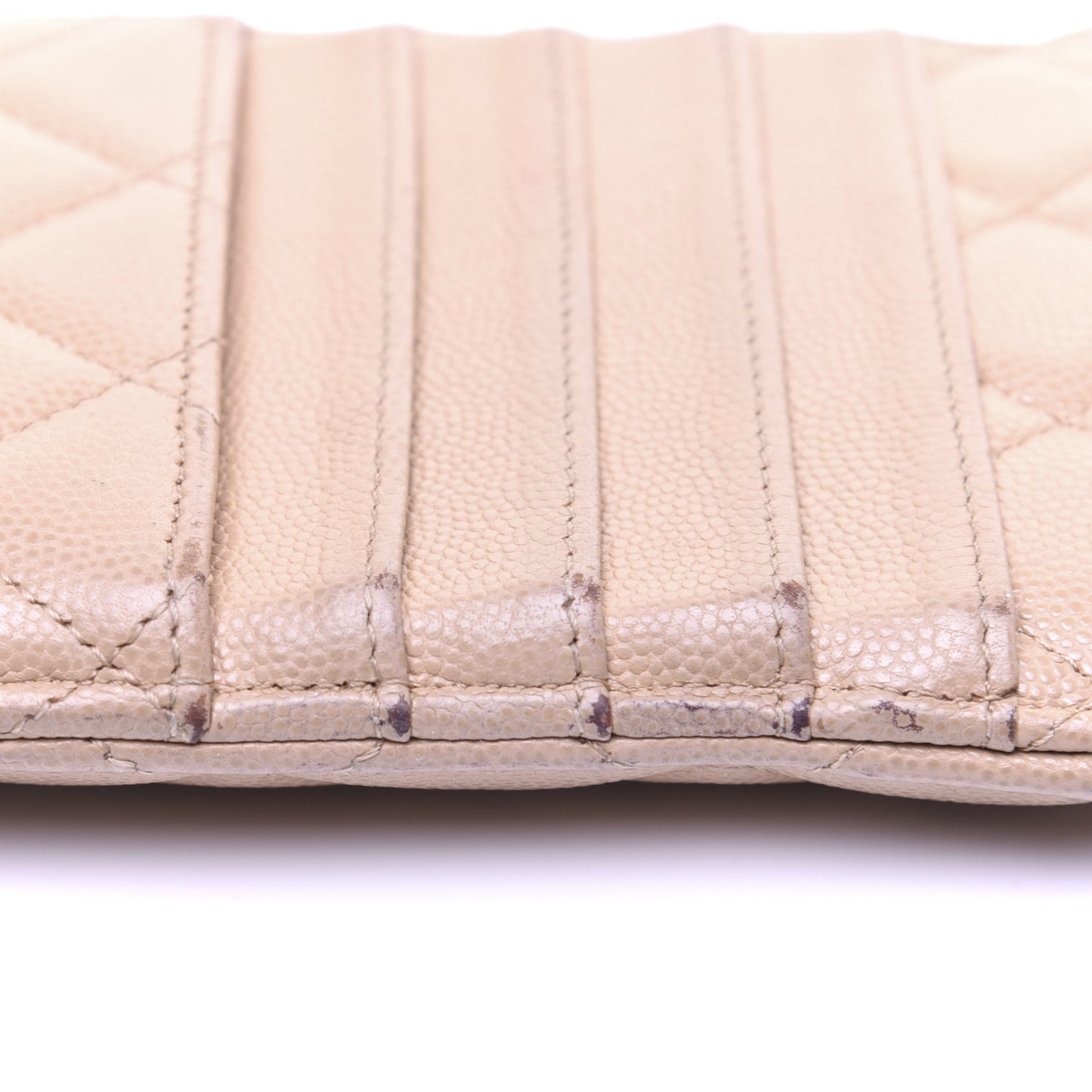 Iridescent Caviar Quilted Classic iPhone Pouch Beige