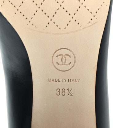 Chanel Calfskin Pearl Camellia Pumps 38.5 Black Gold 7 of 9