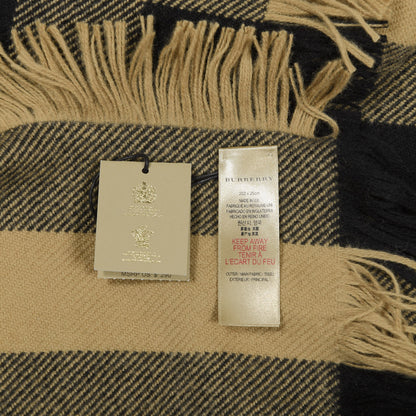 Burberry Wool Half Mega Check Happy Fringe Scarf Camel 3 of 5