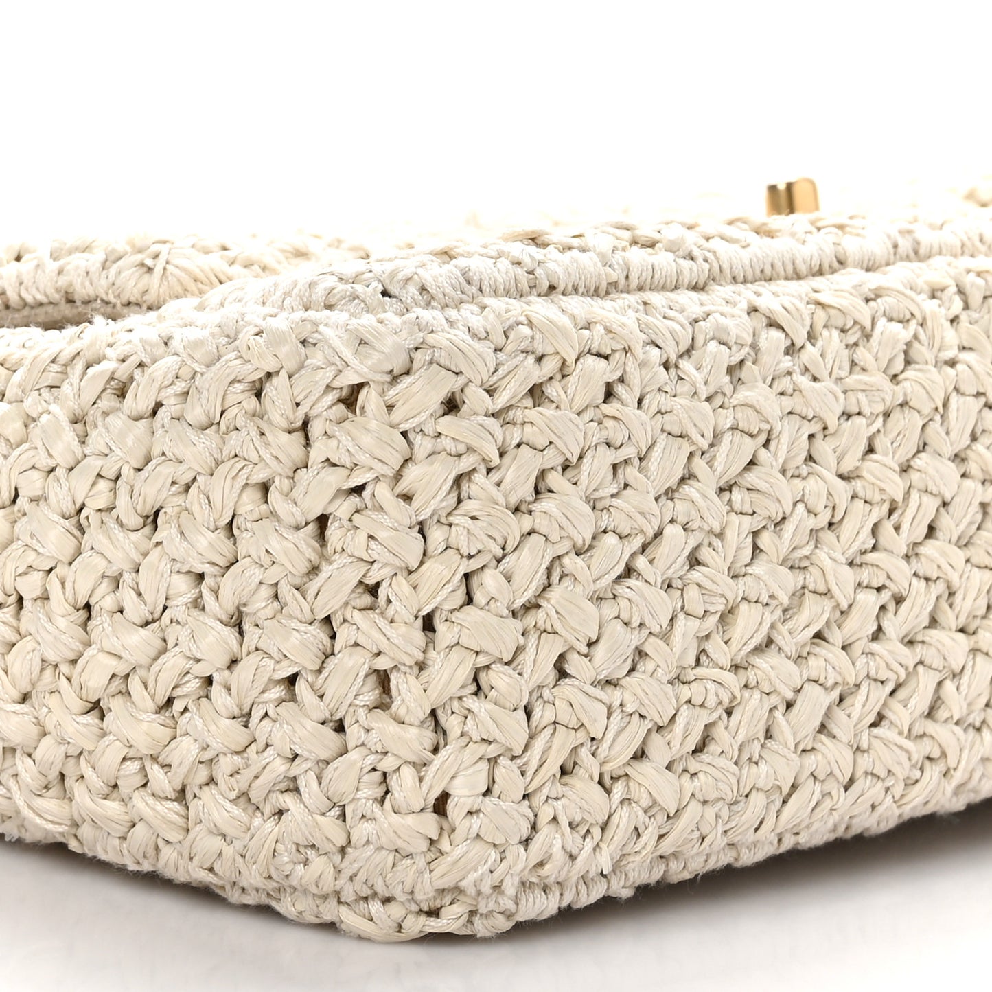Raffia Crochet Medium Single Flap Bag Beige