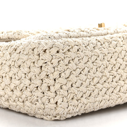 Chanel Raffia Crochet Medium Single Flap Bag Beige 9 of 10