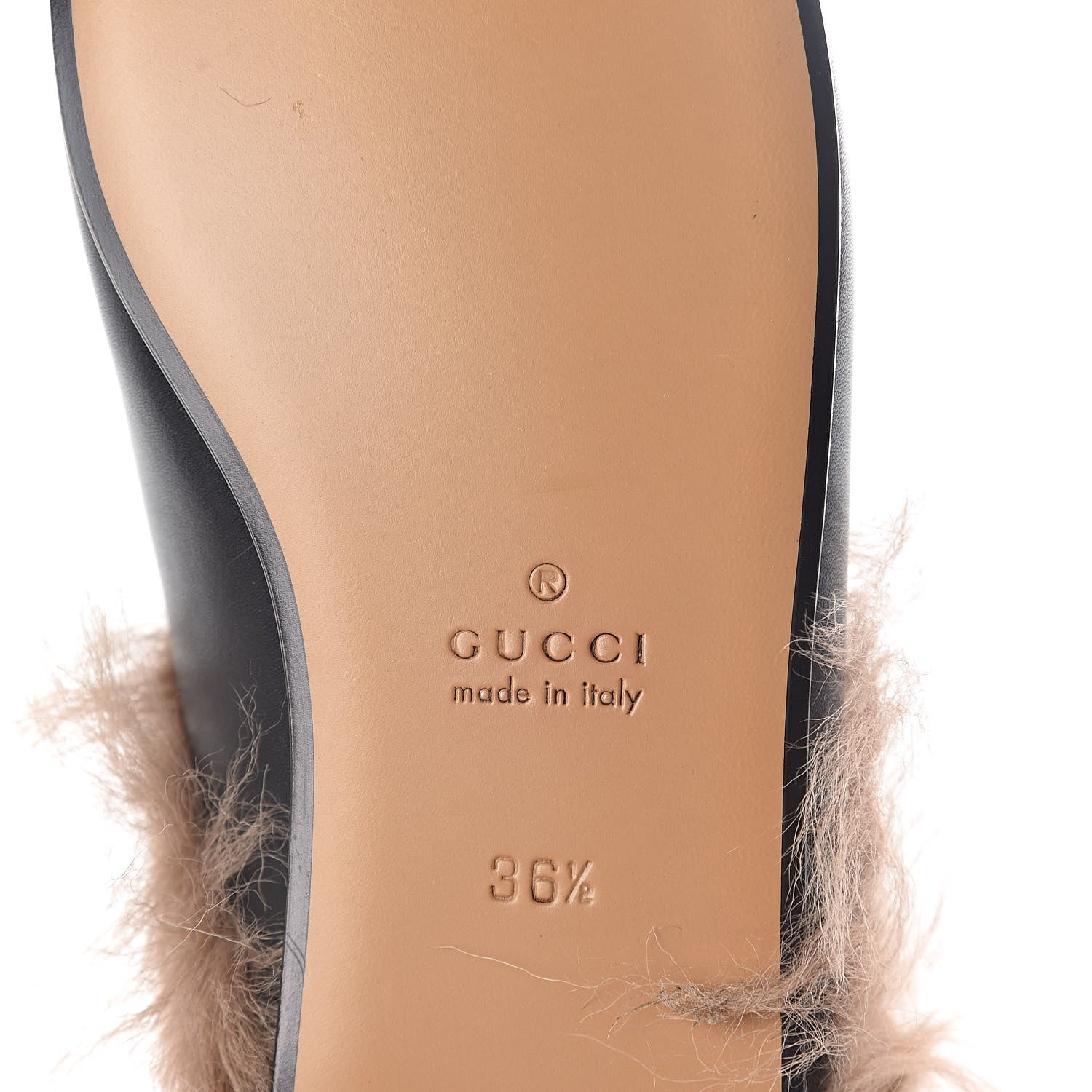 Gucci Calfskin Lambswool Tiger Embroidered Womens Princetown Slippers 36.5 Black 6 of 8