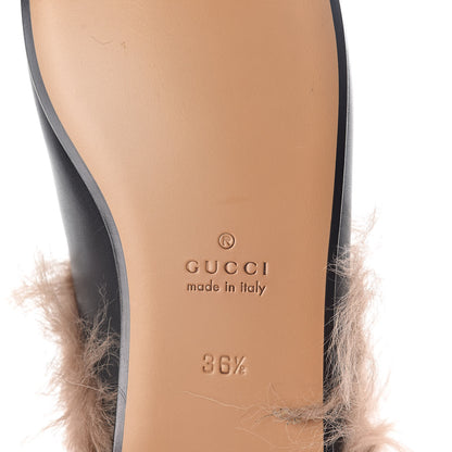 Gucci Calfskin Lambswool Tiger Embroidered Womens Princetown Slippers 36.5 Black 6 of 8