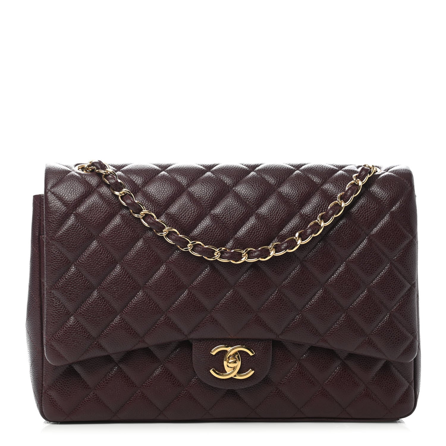 Chanel Caviar Quilted Maxi Double Flap Burgundy 1 of 4