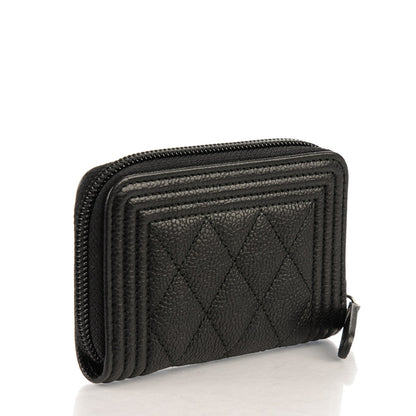 Chanel Caviar Quilted Boy Zip Around Coin Purse Wallet Black 3 of 7