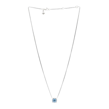 David Yurman Sterling SIlver Diamond Blue Topaz 7mm Petite Chatelaine Pave Bezel Pendant Necklace 3 of 4