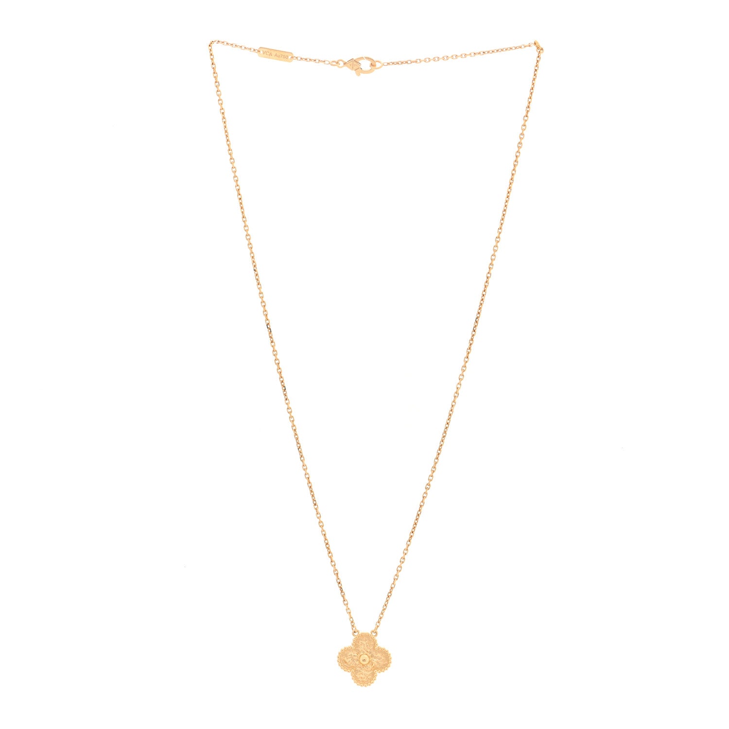 Van Cleef & Arpels 18K Yellow Gold Vintage Alhambra Pendant Necklace 3 of 5