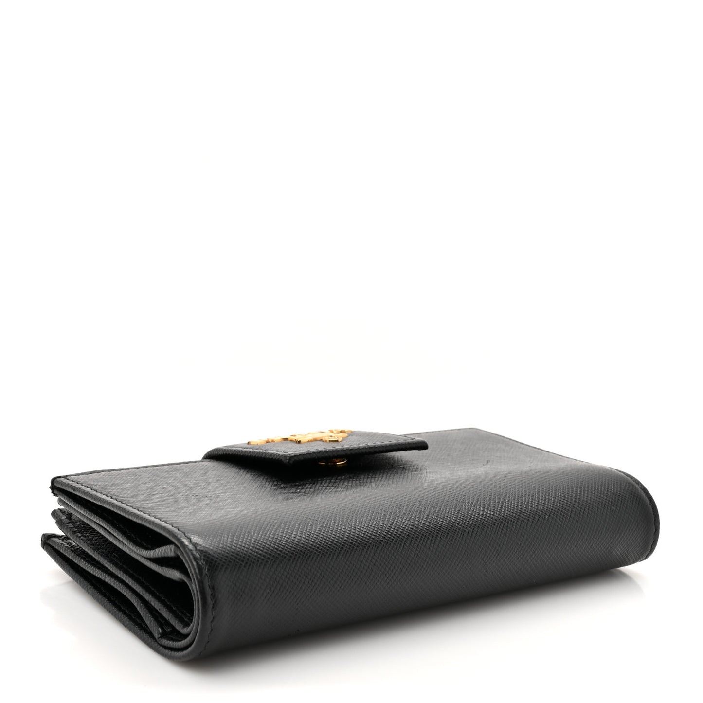 Saffiano Metal Tab Wallet Black