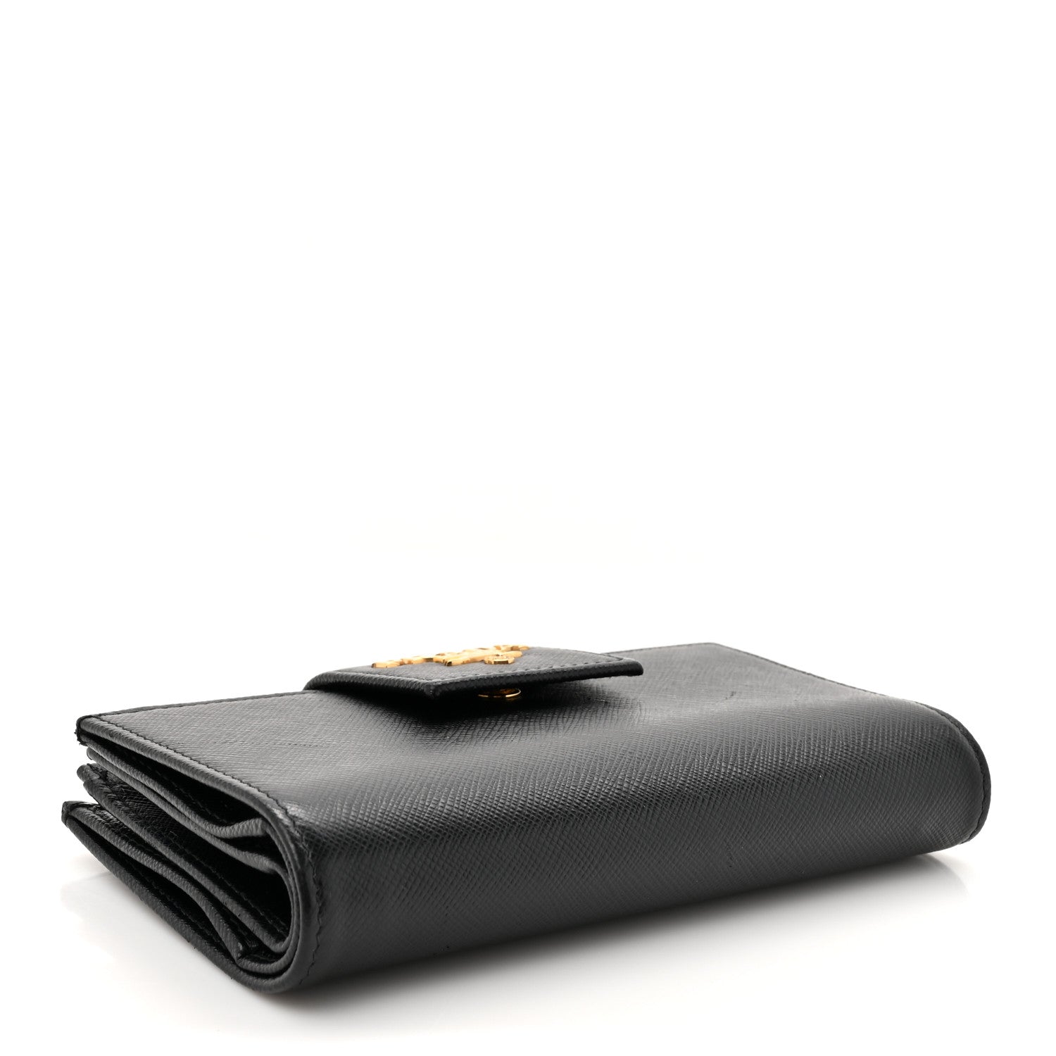 Prada Saffiano Metal Tab Wallet Black 4 of 13