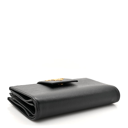 Prada Saffiano Metal Tab Wallet Black 4 of 13