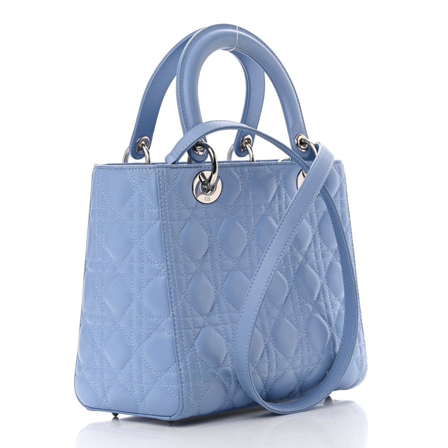 Christian Dior Lambskin Cannage Medium Lady Dior Light Blue 3 of 14