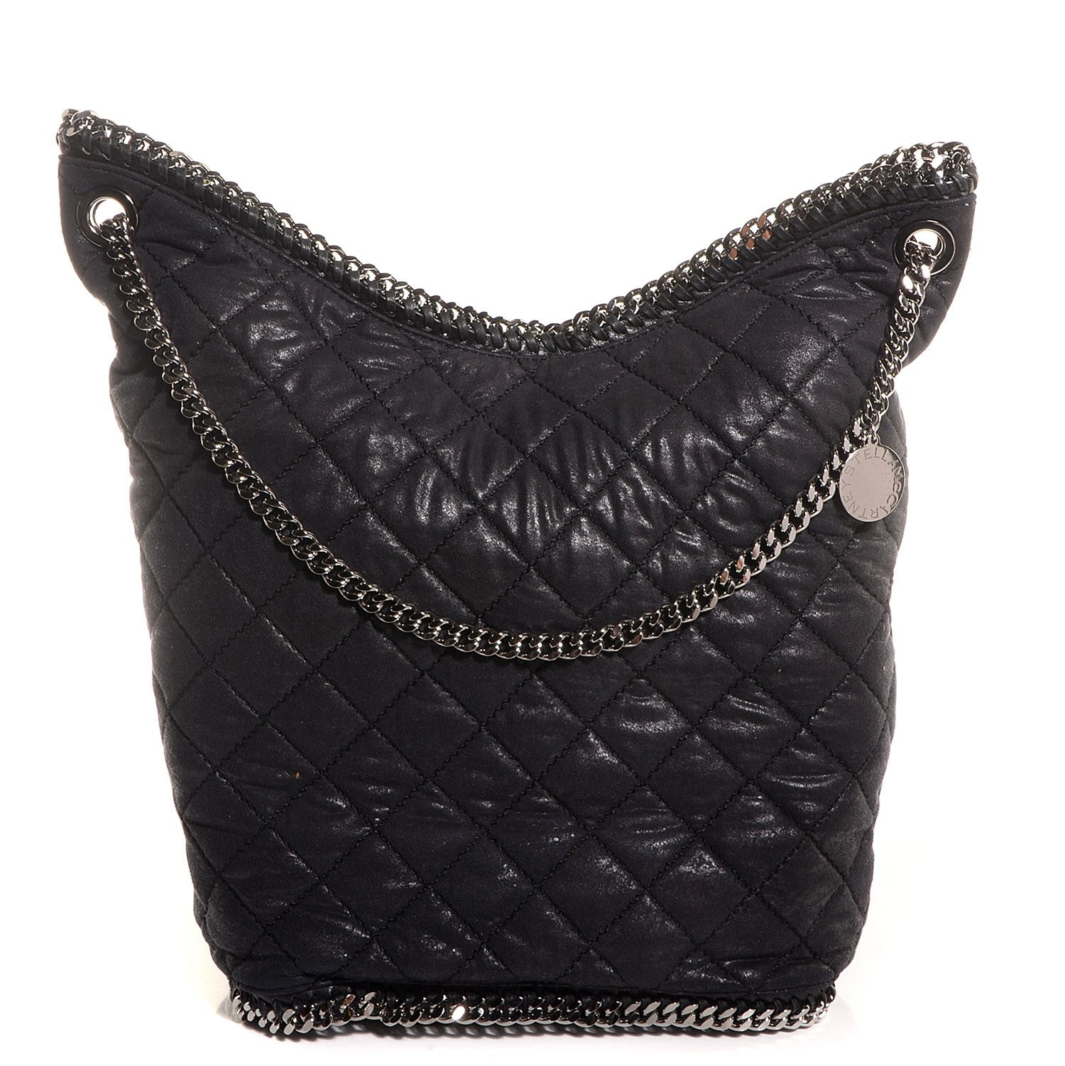 Stella McCartney Quilted Faux Leather Large Falabella Bucket Bag Black 1 of 7