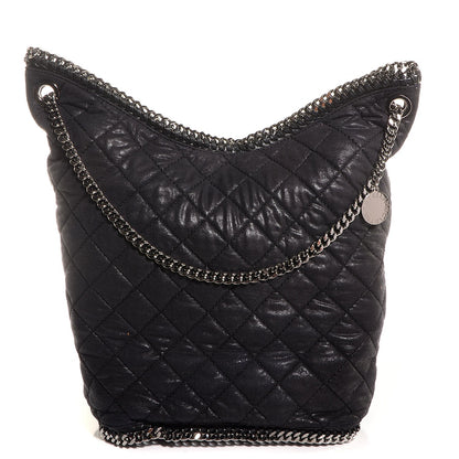 Stella McCartney Quilted Faux Leather Large Falabella Bucket Bag Black 1 of 7