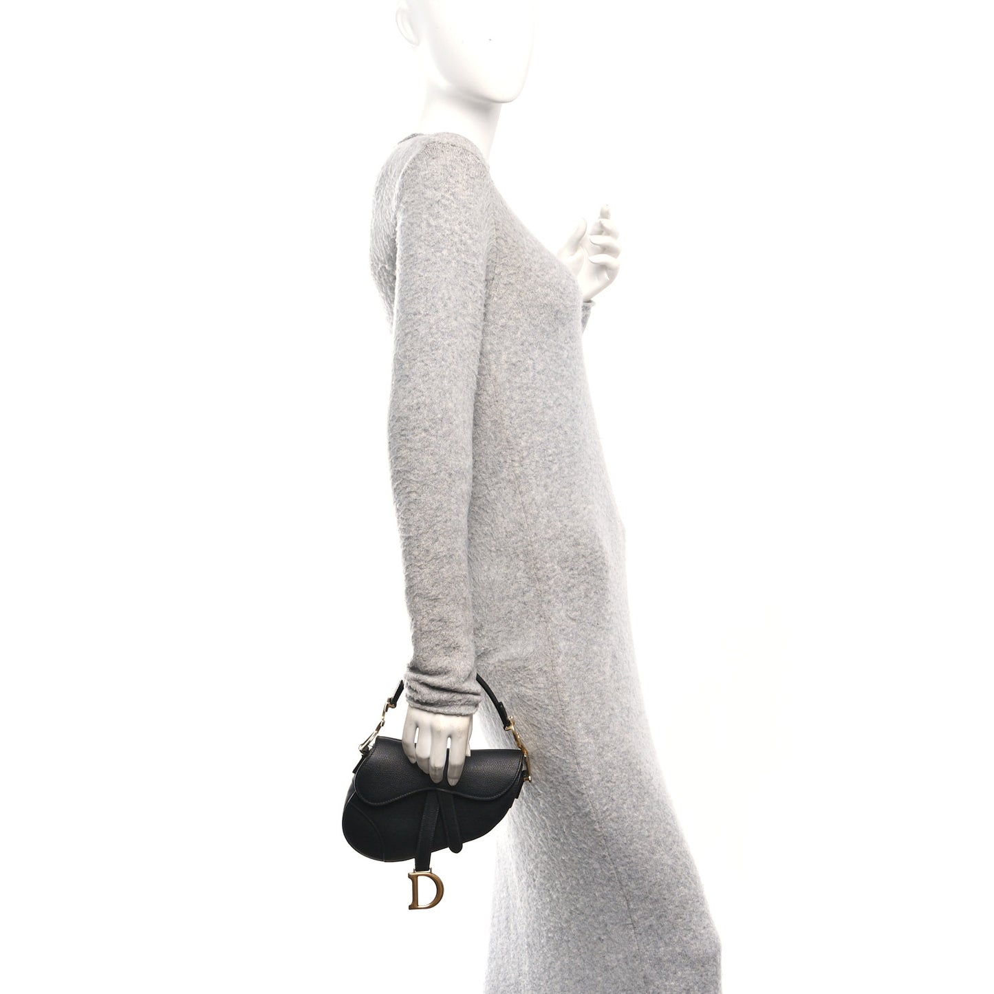Grained Calfskin Mini Saddle Bag Black