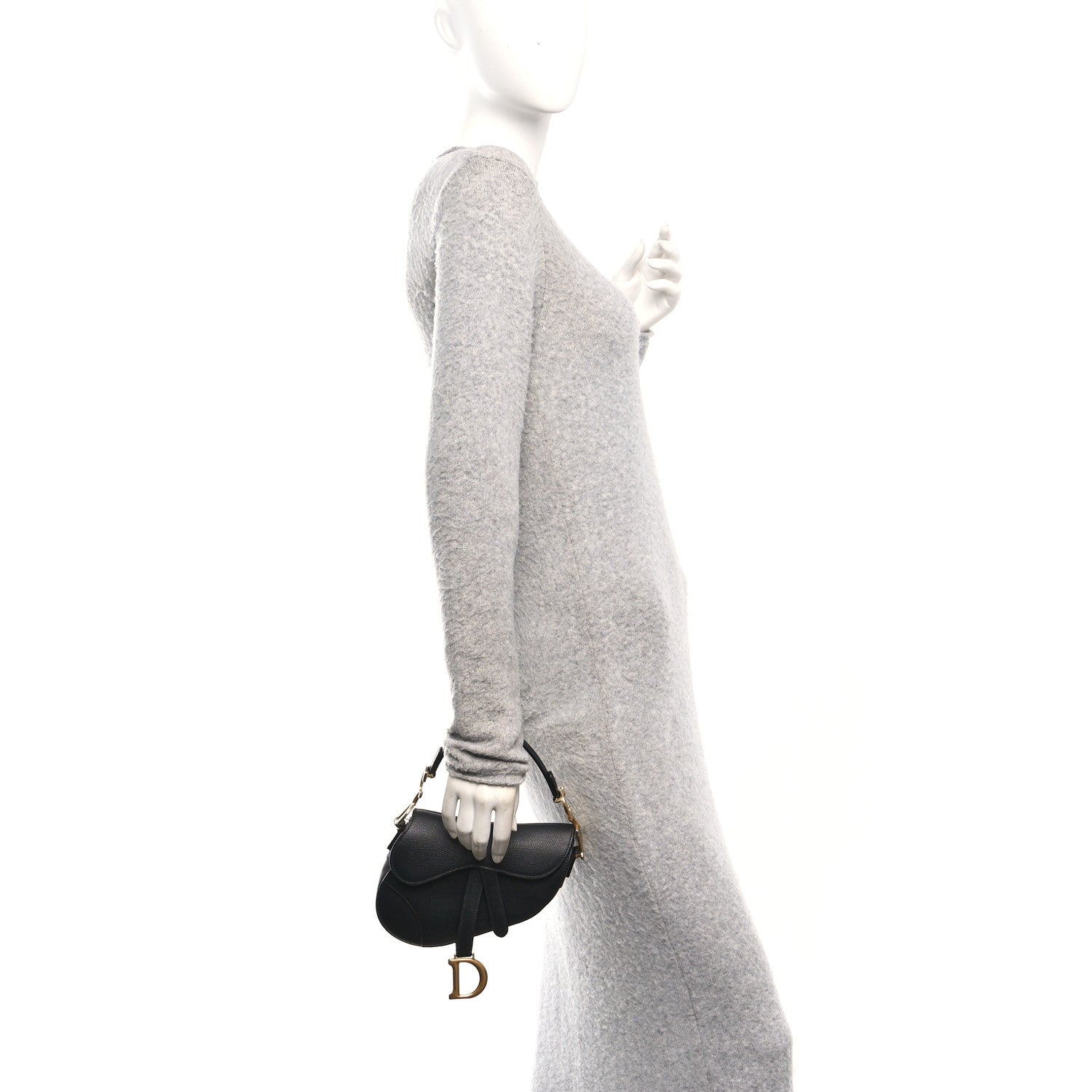 Christian Dior Grained Calfskin Mini Saddle Bag Black 2 of 10