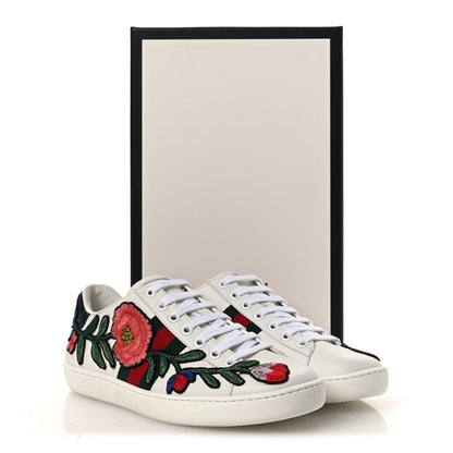 Gucci Calfskin Web Floral Embroidered Womens Ace Sneakers 36 White 11 of 11