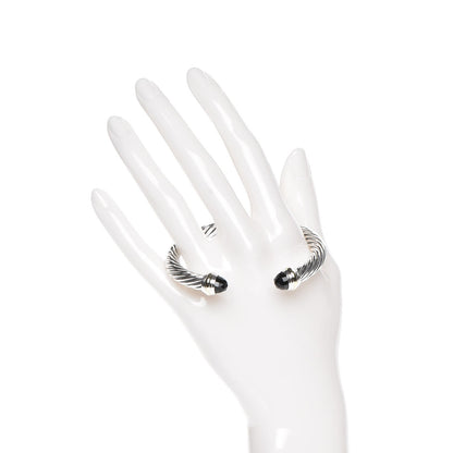 David Yurman Sterling Silver 14K Yellow Gold Black Onyx 7mm Cable Classics Bracelet 2 of 5